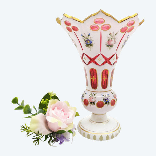 Vase En Cristal De Bohême Overlay  XIXème