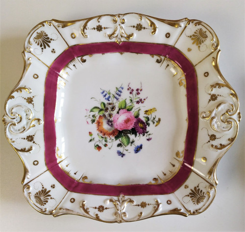 Porcelaine De Paris Paire De Plats Décor Main 19ème