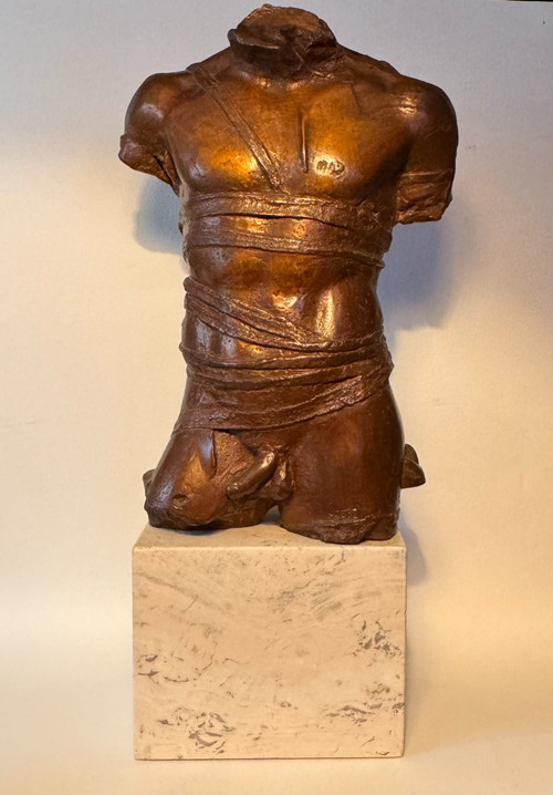 Scultura - Igor Mitoraj "Grépol" - Busto maschile nudo in bronzo
