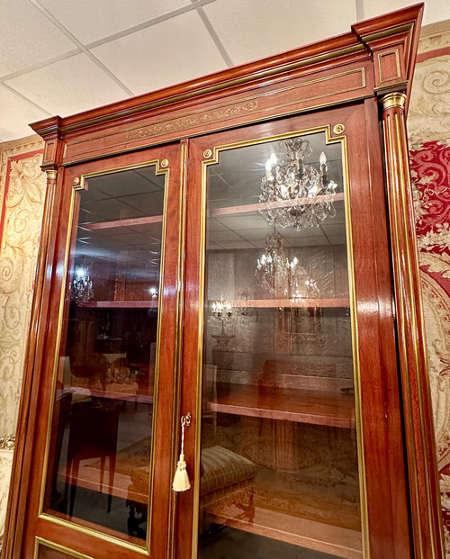 Libreria da esposizione in mogano stile Luigi XVI XIX secolo, 1870 circa