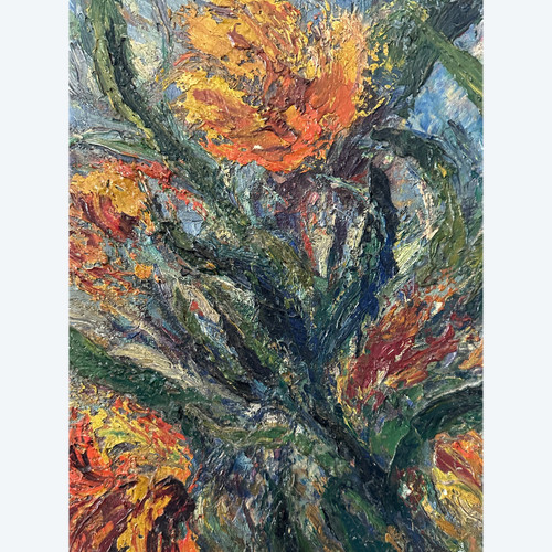 Arsene Sari, Oil On Panel Bouquet De Fleurs (1895 - 1995)