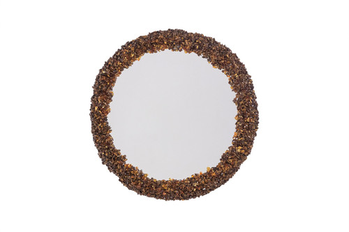 Semi-precious stone mirror. Contemporary artisanal work.