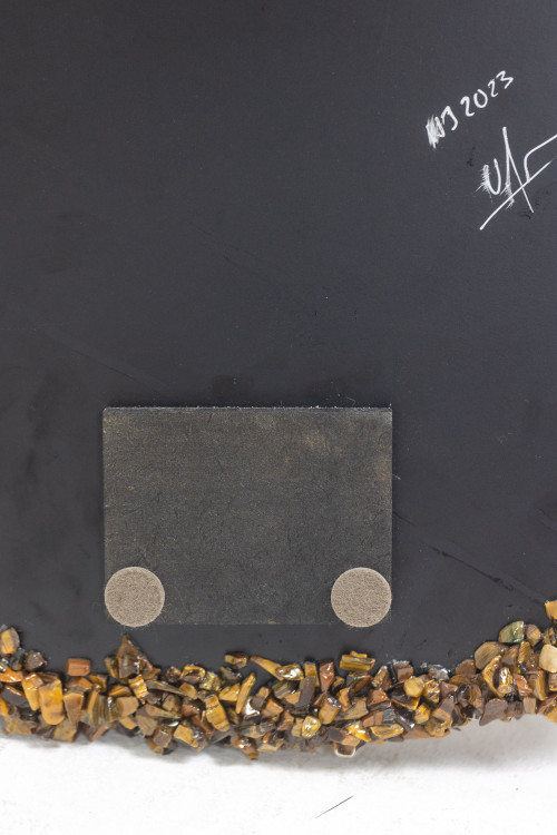 Semi-precious stone mirror. Contemporary artisanal work.