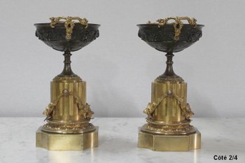  Pair of Bronze Trinkets with Two Patinas, Louis XVI taste - Early 19th century
