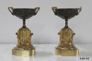  Pair of Bronze Trinkets with Two Patinas, Louis XVI taste - Early 19th century