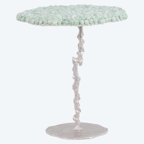 Decorative pedestal table in semi-precious stones. Contemporary work.