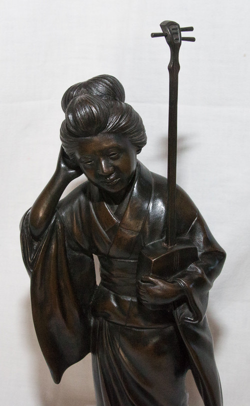 Geisha Scultura in bronzo Giappone Periodo Meiji