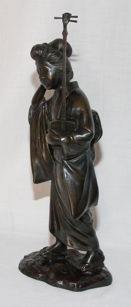 Geisha Scultura in bronzo Giappone Periodo Meiji