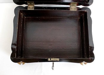  Important Asian Black Lacquered Wood Box, Napoleon III Period - Mid 19th Century