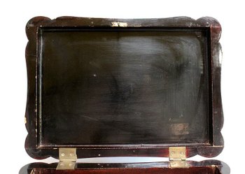  Important Asian Black Lacquered Wood Box, Napoleon III Period - Mid 19th Century