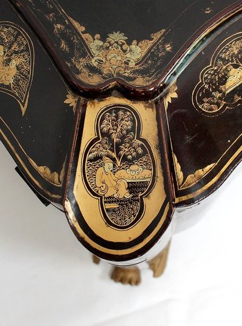  Important Asian Black Lacquered Wood Box, Napoleon III Period - Mid 19th Century