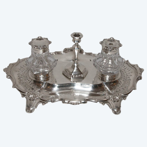 Victorian Silver Inkwell