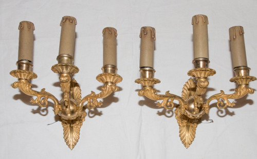 Paire D’appliques En Bronze Doré époque Restauration