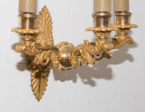 Paire D’appliques En Bronze Doré époque Restauration
