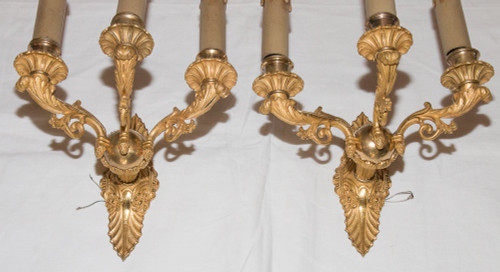 Paire D’appliques En Bronze Doré époque Restauration