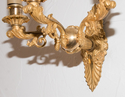 Paire D’appliques En Bronze Doré époque Restauration