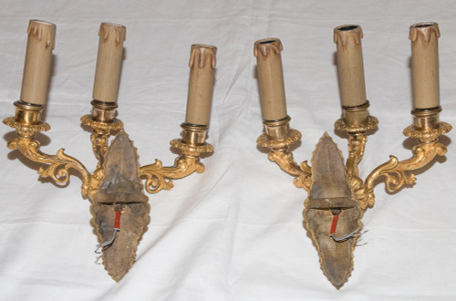 Paire D’appliques En Bronze Doré époque Restauration