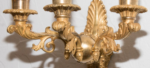 Paire D’appliques En Bronze Doré époque Restauration