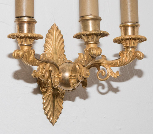 Paire D’appliques En Bronze Doré époque Restauration