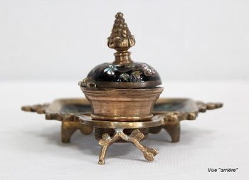  Piccolo calamaio in bronzo e smalto, periodo Napoleone III - XIX secolo