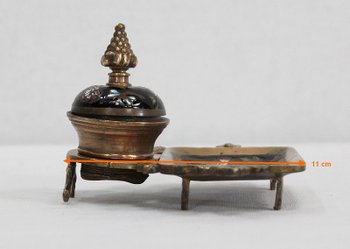  Piccolo calamaio in bronzo e smalto, periodo Napoleone III - XIX secolo