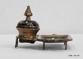  Piccolo calamaio in bronzo e smalto, periodo Napoleone III - XIX secolo