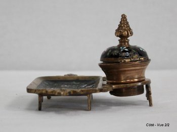  Piccolo calamaio in bronzo e smalto, periodo Napoleone III - XIX secolo