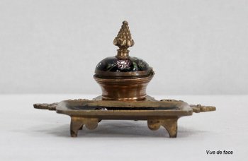  Piccolo calamaio in bronzo e smalto, periodo Napoleone III - XIX secolo
