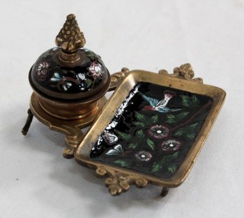  Piccolo calamaio in bronzo e smalto, periodo Napoleone III - XIX secolo