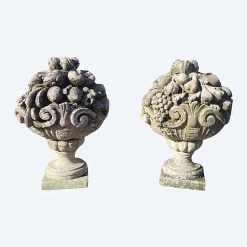 Stone Garden Vases, Fruit Cups, Early 20th Century