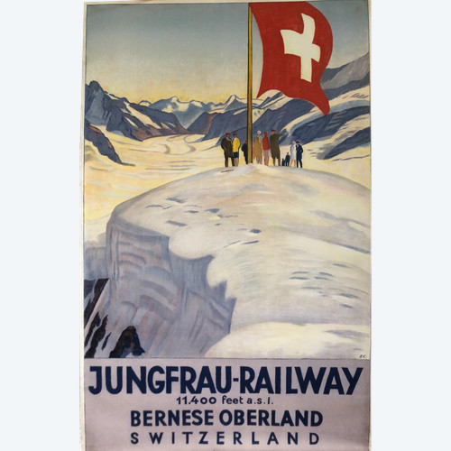 Original poster Jungfrau-Railway, Jungfraujoch, Bernese Oberland by Emil CARDINAUX circa 1930