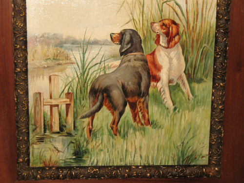 Jagdhunde Spaniel in den Sümpfen Öl auf Leinwand signiert