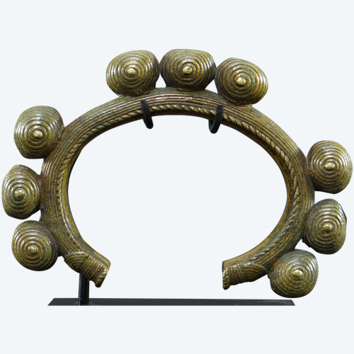 Ivory Coast, Dan People, Early 20th Century, Bronze Musical Bracelet With Nine Bells.