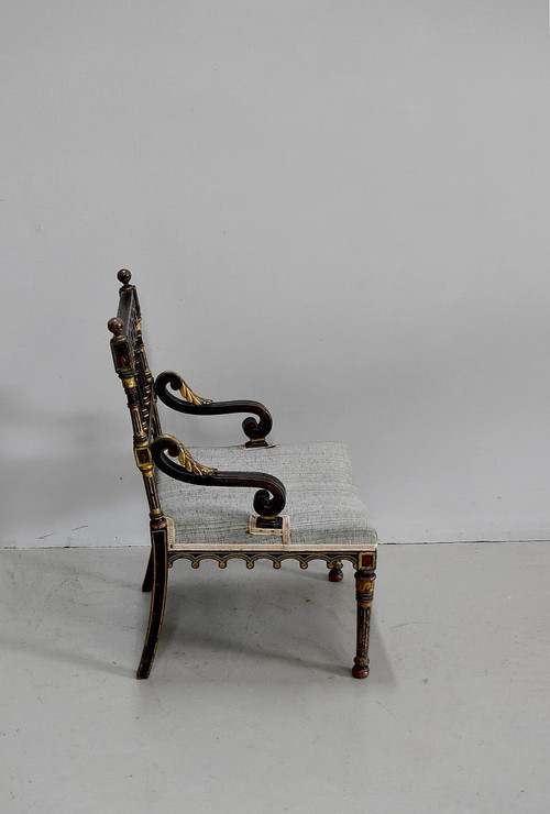 Petit fauteuil en Bois Noirci, époque Napoléon III – Milieu XIXe