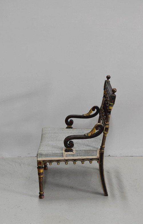 Petit fauteuil en Bois Noirci, époque Napoléon III – Milieu XIXe