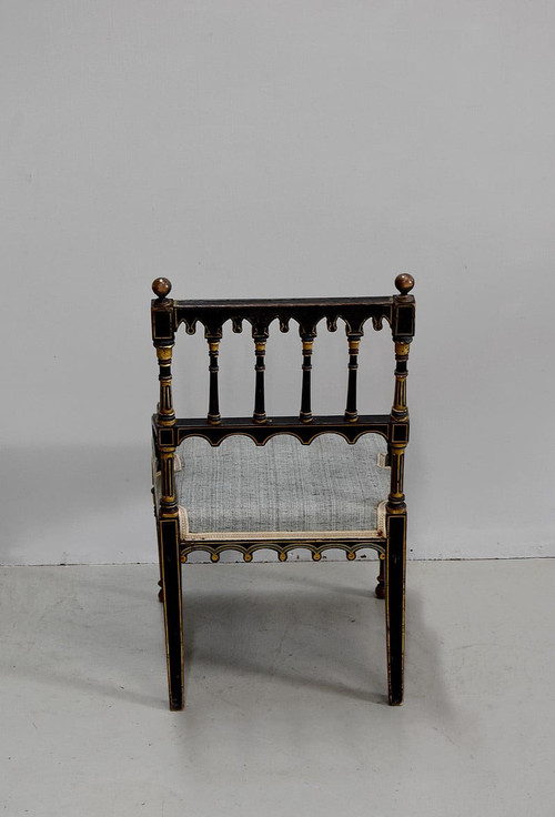 Petit fauteuil en Bois Noirci, époque Napoléon III – Milieu XIXe