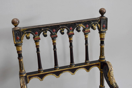 Petit fauteuil en Bois Noirci, époque Napoléon III – Milieu XIXe