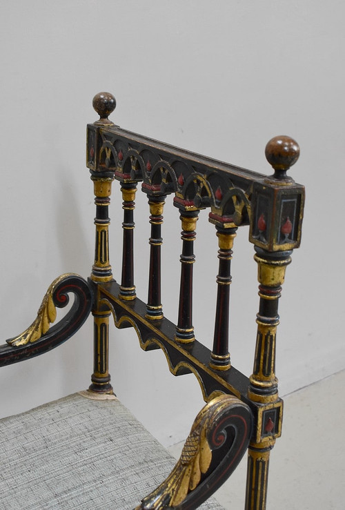 Petit fauteuil en Bois Noirci, époque Napoléon III – Milieu XIXe