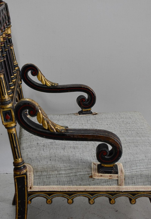 Petit fauteuil en Bois Noirci, époque Napoléon III – Milieu XIXe
