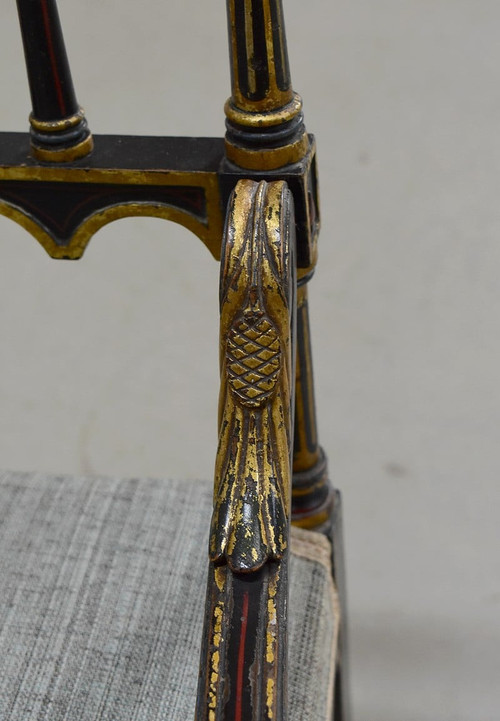 Petit fauteuil en Bois Noirci, époque Napoléon III – Milieu XIXe