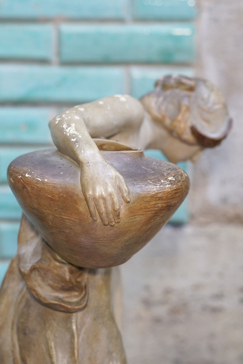 E. TELL für Friedrich GOLDSCHEIDER, Jugendstil, „Der Wasserträger“, Terrakotta