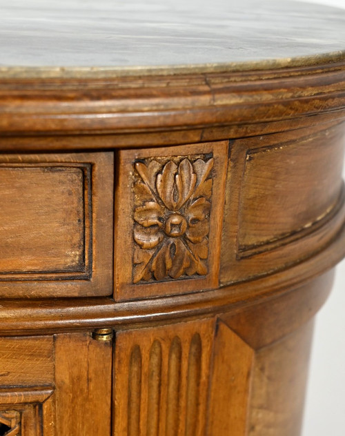 Small Beech Drum Table, Louis XVI style – 1920
