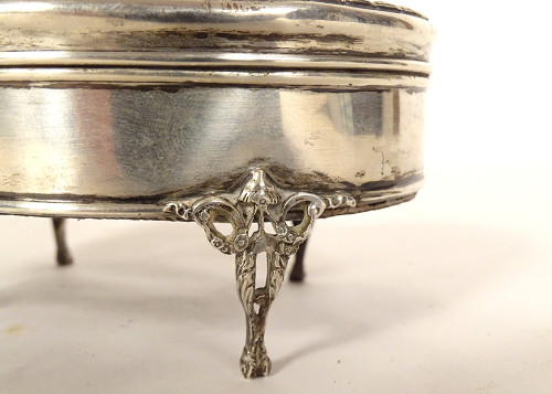 Kidney Jewelry Box Sterling Silver English London 1911 tortoiseshell 20th