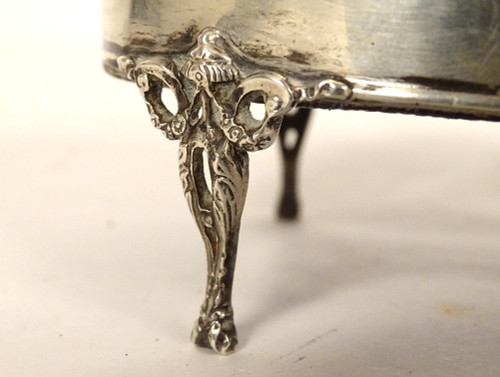 Kidney Jewelry Box Sterling Silver English London 1911 tortoiseshell 20th