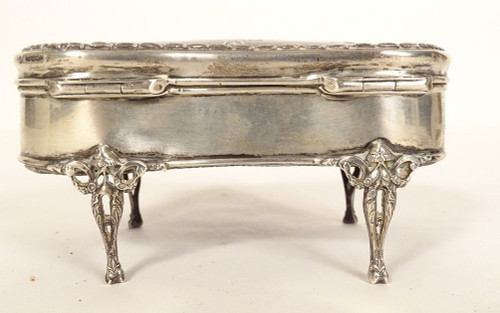 Kidney Jewelry Box Sterling Silver English London 1911 tortoiseshell 20th