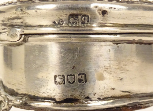 Kidney Jewelry Box Sterling Silver English London 1911 tortoiseshell 20th