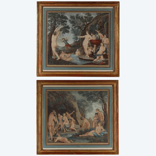 PAIR OF 18TH-CENTURY POLYCHROME ENGRAVINGS AFTER FRANCESCO ALBANI