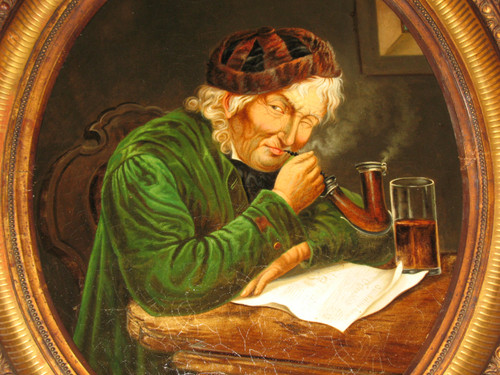Johann Balthasar Bauer (1811-1883) Paar gerahmte Ölporträts auf Leinwand