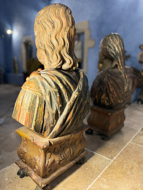 Pair Of Reliquary Busts Of Saints Sylvia And Gordian - Late 17th Century