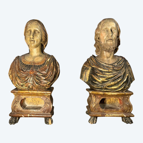 Pair Of Reliquary Busts Of Saints Sylvia And Gordian - Late 17th Century